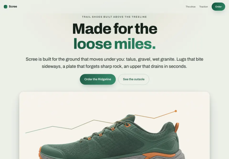 Scree generated landing page preview